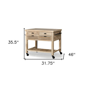 Homeroots Modern Farmhouse Rolling Kitchen Island Or Bar Cart  Wood 380613
