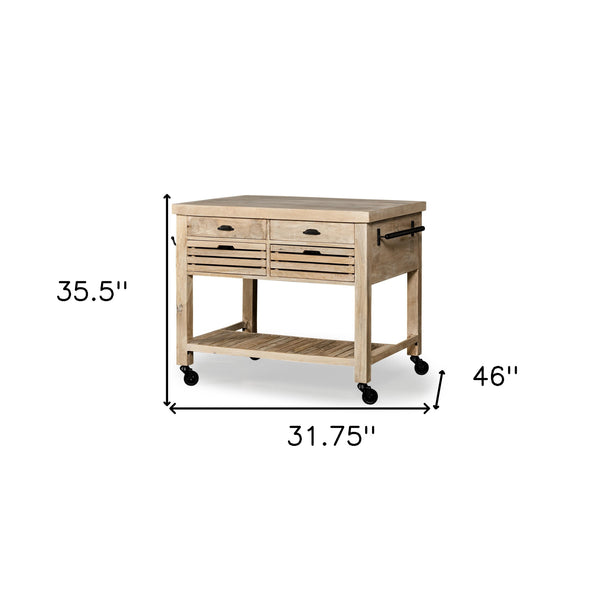 Homeroots Modern Farmhouse Rolling Kitchen Island Or Bar Cart  Wood 380613