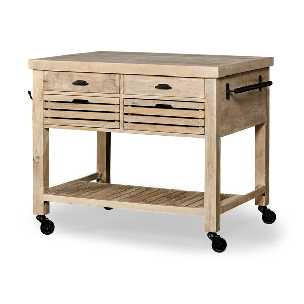 Homeroots Modern Farmhouse Rolling Kitchen Island Or Bar Cart  Wood 380613