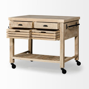 Homeroots Modern Farmhouse Rolling Kitchen Island Or Bar Cart  Wood 380613