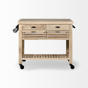 Homeroots Modern Farmhouse Rolling Kitchen Island Or Bar Cart  Wood 380613