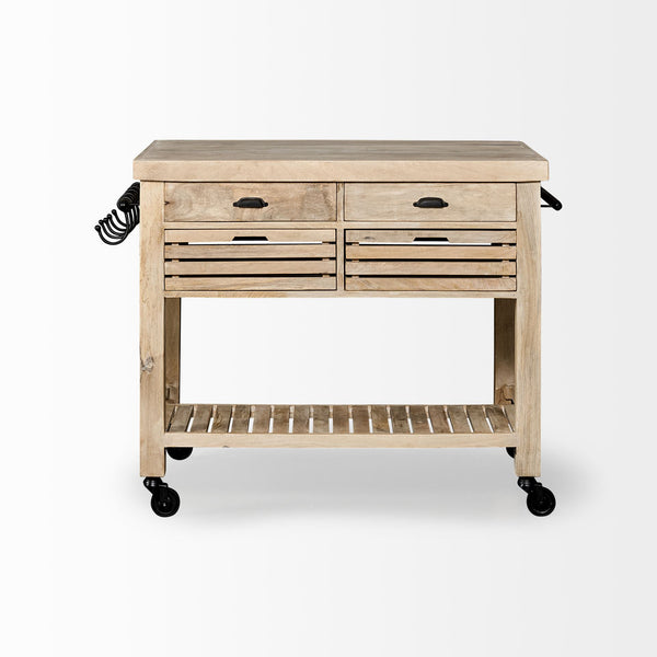 Homeroots Modern Farmhouse Rolling Kitchen Island Or Bar Cart  Wood 380613