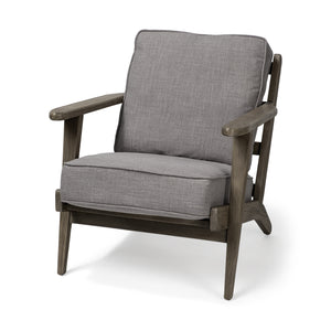 Homeroots 31" Gray And Brown Fabric Lounge Chair   380626