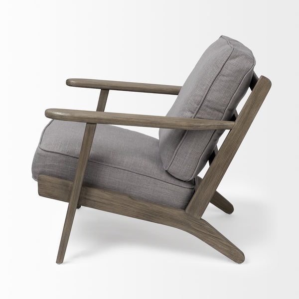 Homeroots 31" Gray And Brown Fabric Lounge Chair   380626