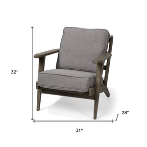Homeroots 31" Gray And Brown Fabric Lounge Chair   380626