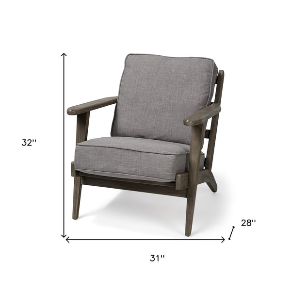 Homeroots 31" Gray And Brown Fabric Lounge Chair   380626