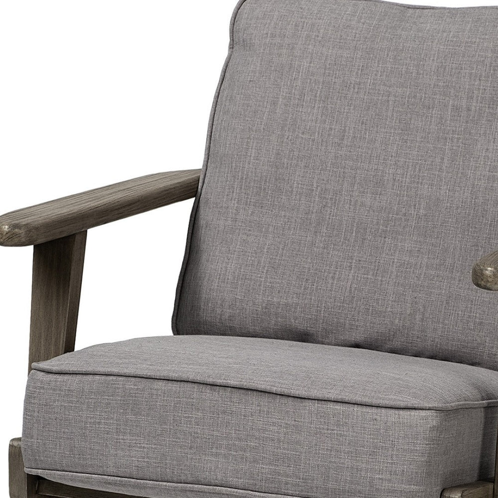 HomeRoots 31" Stylish Gray and Brown Fabric Lounge Chair - Modern Comfort for Living Room or Bedroom Decor 380626