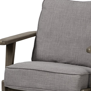 Homeroots 31" Gray And Brown Fabric Lounge Chair   380626