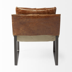 Homeroots 35" Brown And Black Leather Distressed Lounge Chair   380628