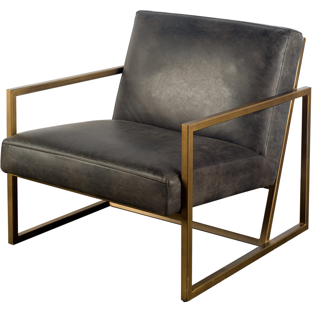 Homeroots 32" Black And Gold Leather Lounge Chair   380629