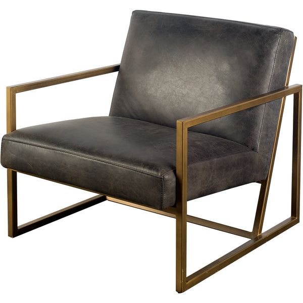 Homeroots 32" Black And Gold Leather Lounge Chair   380629