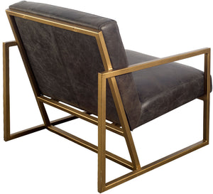 Homeroots 32" Black And Gold Leather Lounge Chair   380629