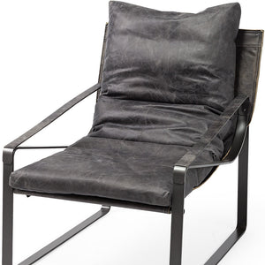 Homeroots Black Leather Body Accent Chair With Metal Frame   380633