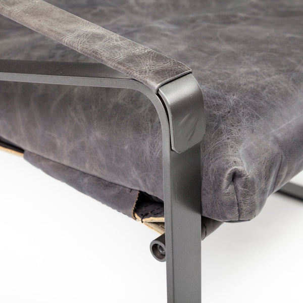 Homeroots Black Leather Body Accent Chair With Metal Frame   380633