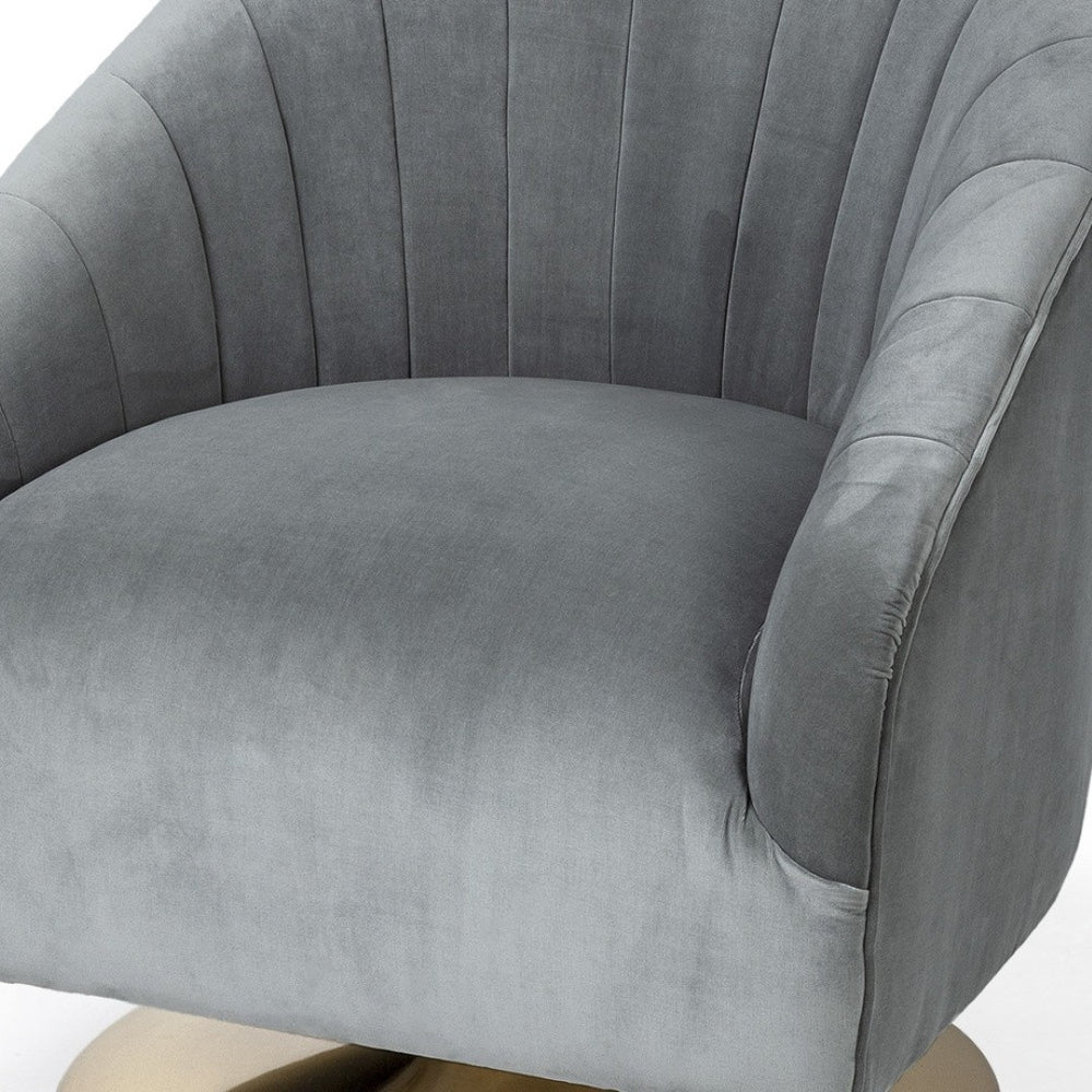 HomeRoots 29" Gray Velvet Lounge Chair with Copper Legs – Stylish Comfort for Modern Living Rooms & Offices 380634