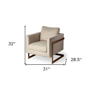 Homeroots 31" Cream And Gold Fabric Arm Chair   380636