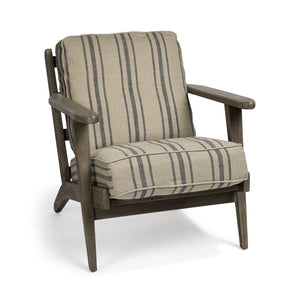 Homeroots 31" Beige And Gray And Brown Fabric Striped Lounge Chair   380639