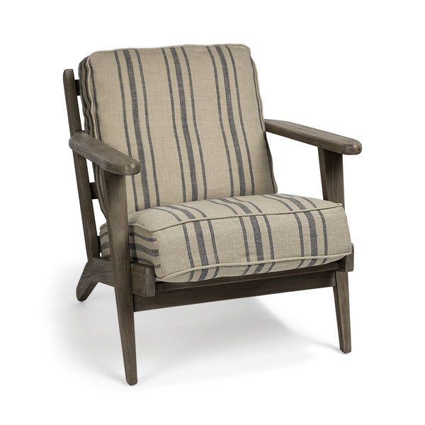 Homeroots 31" Beige And Gray And Brown Fabric Striped Lounge Chair   380639
