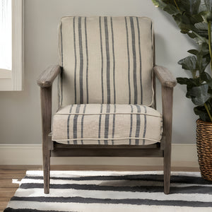 Homeroots 31" Beige And Gray And Brown Fabric Striped Lounge Chair   380639