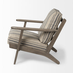 Homeroots 31" Beige And Gray And Brown Fabric Striped Lounge Chair   380639