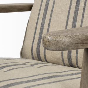 Homeroots 31" Beige And Gray And Brown Fabric Striped Lounge Chair   380639