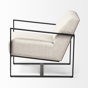 Homeroots 32" Cream And Black Fabric Arm Chair   380642