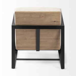 Homeroots 32" Cream And Black Fabric Arm Chair   380642