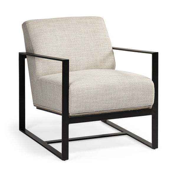 Homeroots 32" Cream And Black Fabric Arm Chair   380642