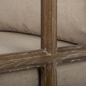 Homeroots 30" Cream And Brown Fabric Arm Chair - Stylish Comfort With Wood Frame And Cozy Cushioning For Your Home   380644