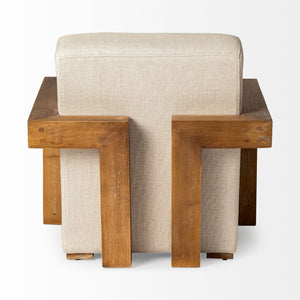 Homeroots 35" Cream And Brown Fabric Lounge Chair   380645