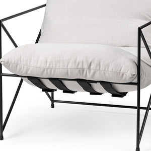 Homeroots 30" Cream And Black Fabric Arm Chair – Stylish, Durable Seating For Living Room Or Office Decor   380646