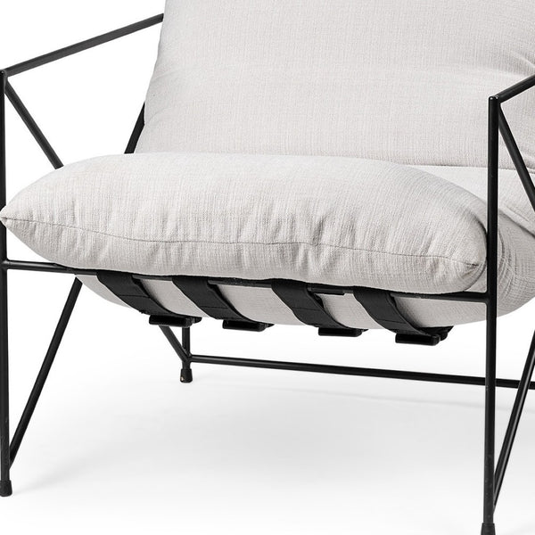 Homeroots 30" Cream And Black Fabric Arm Chair – Stylish, Durable Seating For Living Room Or Office Decor   380646