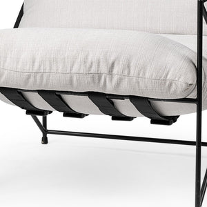 Homeroots 30" Cream And Black Fabric Arm Chair – Stylish, Durable Seating For Living Room Or Office Decor   380646