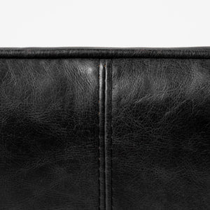 Homeroots 34" Black And Brass Top Grain Leather Distressed Slipper Chair   380649