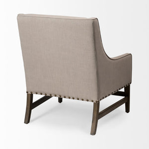 30 Inch Wingback Accent Chair in Neutral Fabric with Solid Wood Legs for Living Room
