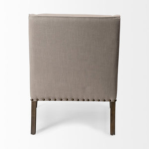 30 Inch Wingback Accent Chair in Neutral Fabric with Solid Wood Legs for Living Room