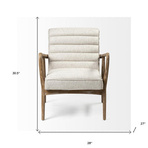 Homeroots 28" Cream And Brown Fabric Lounge Chair   380651