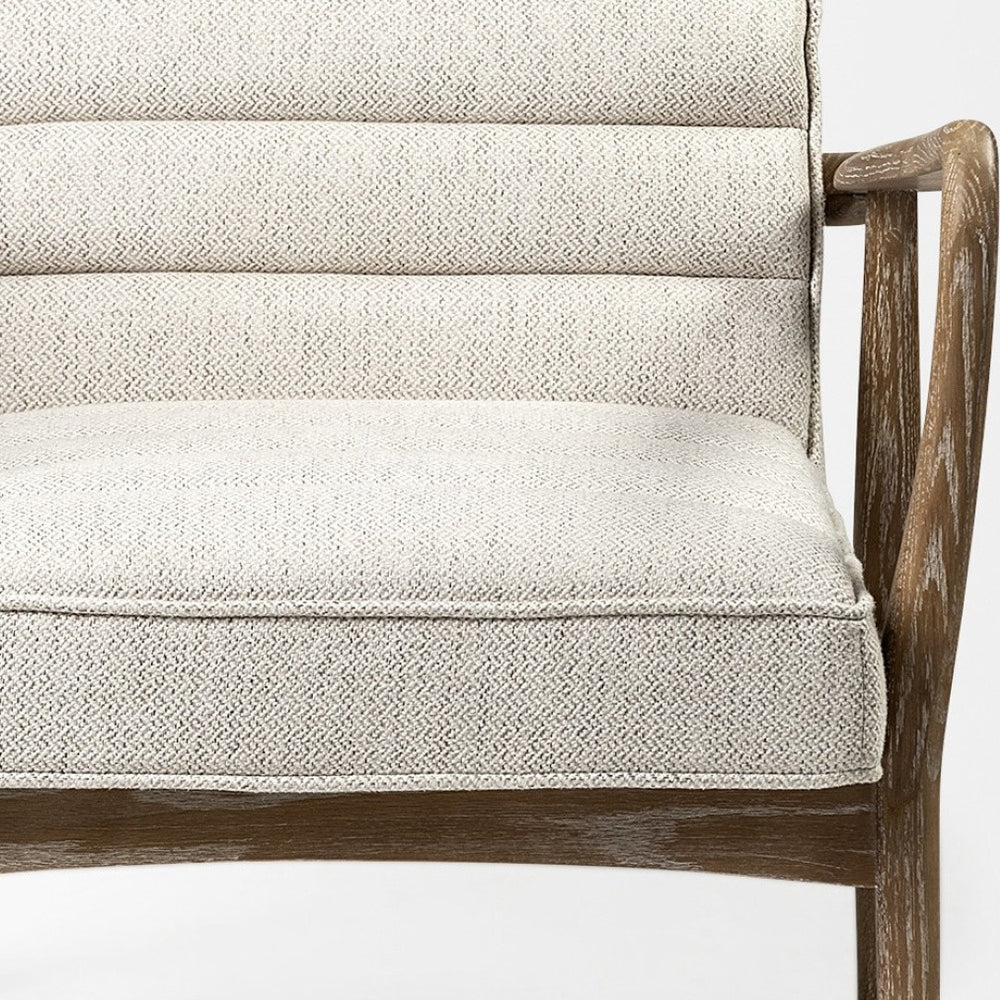 HomeRoots 28" Cream and Brown Fabric Lounge Chair - Modern Comfort with Durable Design for Any Room Decor 380651