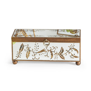 Chelsea House Madison Hand-Painted Gold Mirrored Box — Luxe Jewelry & Keepsake Storage, Reflective Accent For Home Decor 380653