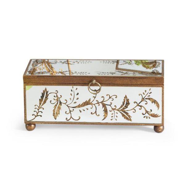 Chelsea House Madison Hand-Painted Gold Mirrored Box — Luxe Jewelry & Keepsake Storage, Reflective Accent For Home Decor 380653