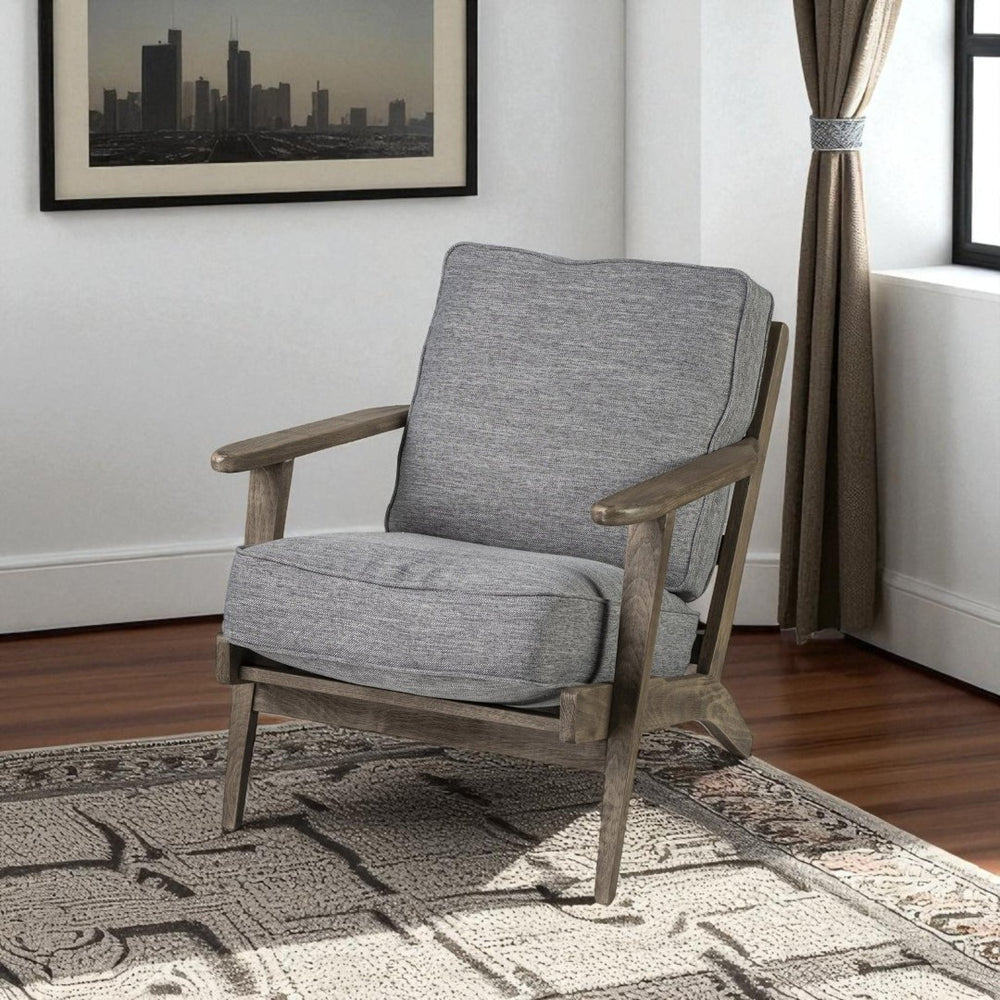 HomeRoots 31" Gray and Brown Fabric Lounge Chair with Solid Wood Frame - Stylish, Cozy Seating for Any Room 380653