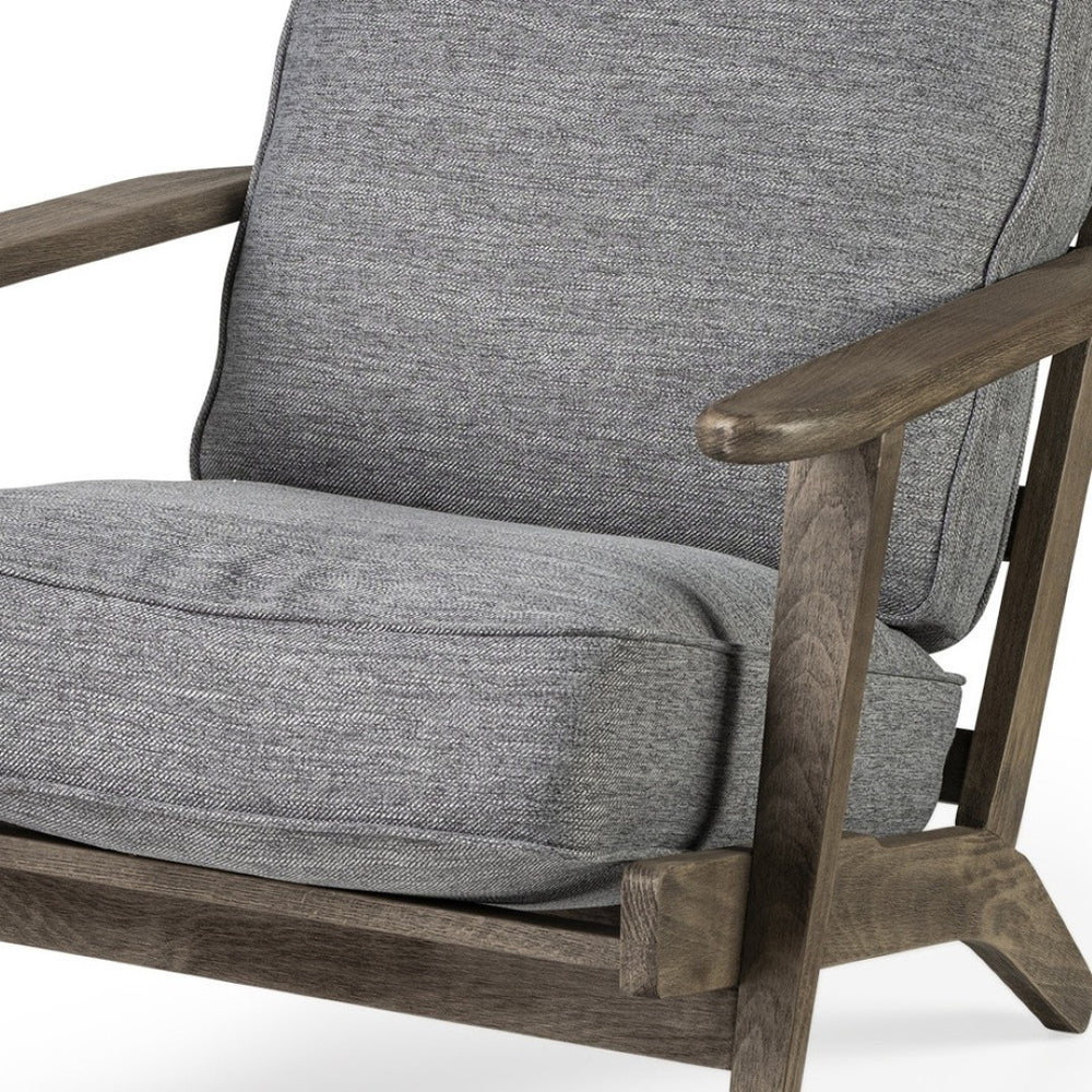 HomeRoots 31" Gray and Brown Fabric Lounge Chair with Solid Wood Frame - Stylish, Cozy Seating for Any Room 380653