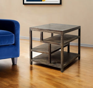 HomeRoots 22" Brown Solid Wood Square End Table - Versatile Design, Durable Craftsmanship & Stylish Storage Solutions 380654