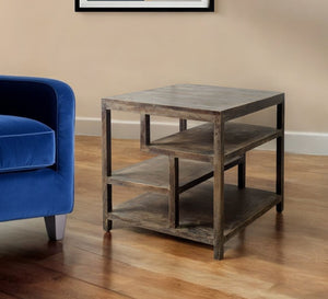 HomeRoots 22" Brown Solid Wood Square End Table - Versatile Design, Durable Craftsmanship & Stylish Storage Solutions 380654