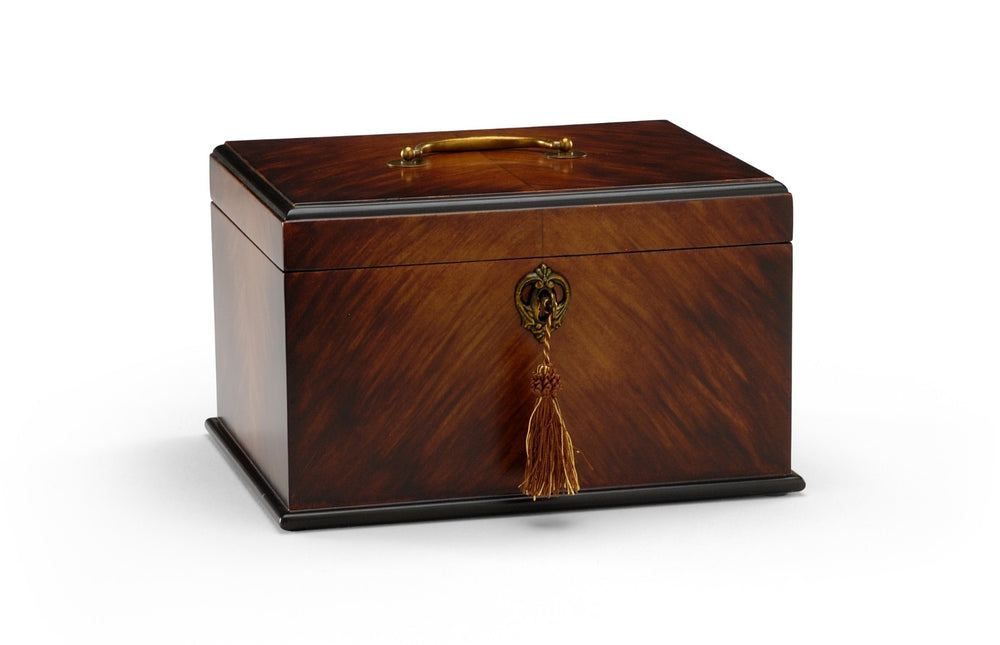 Chelsea House George George Ii Tea Caddy With Warm Wood Finish And Polished Brass Handles For Elegant Storage Decor 380659
