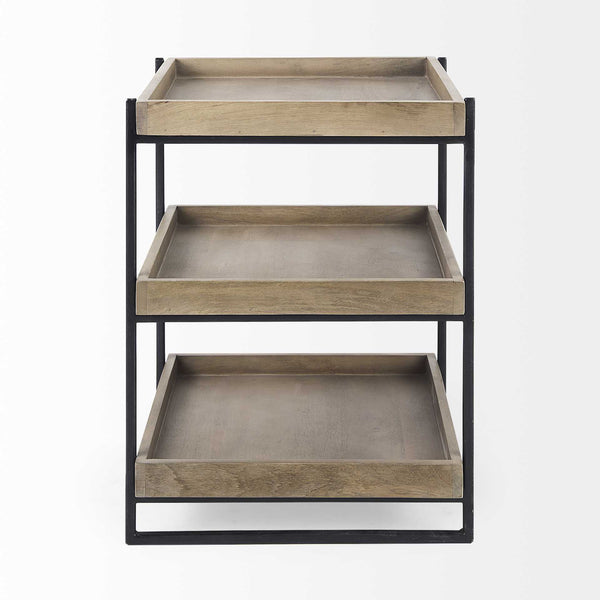 Homeroots 26" Brown Solid Wood Square End Table With Two Shelves   380659