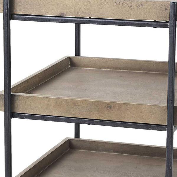 Homeroots 26" Brown Solid Wood Square End Table With Two Shelves   380659