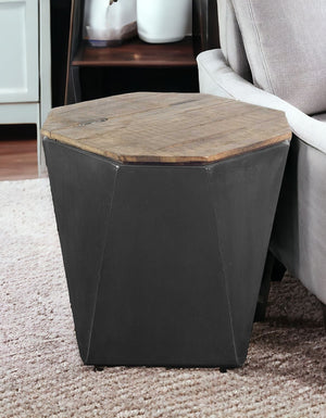 Homeroots 21" Black Solid Wood End Table   380665