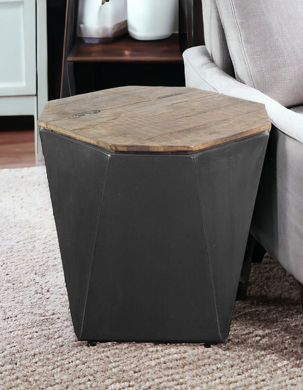 Homeroots 21" Black Solid Wood End Table   380665