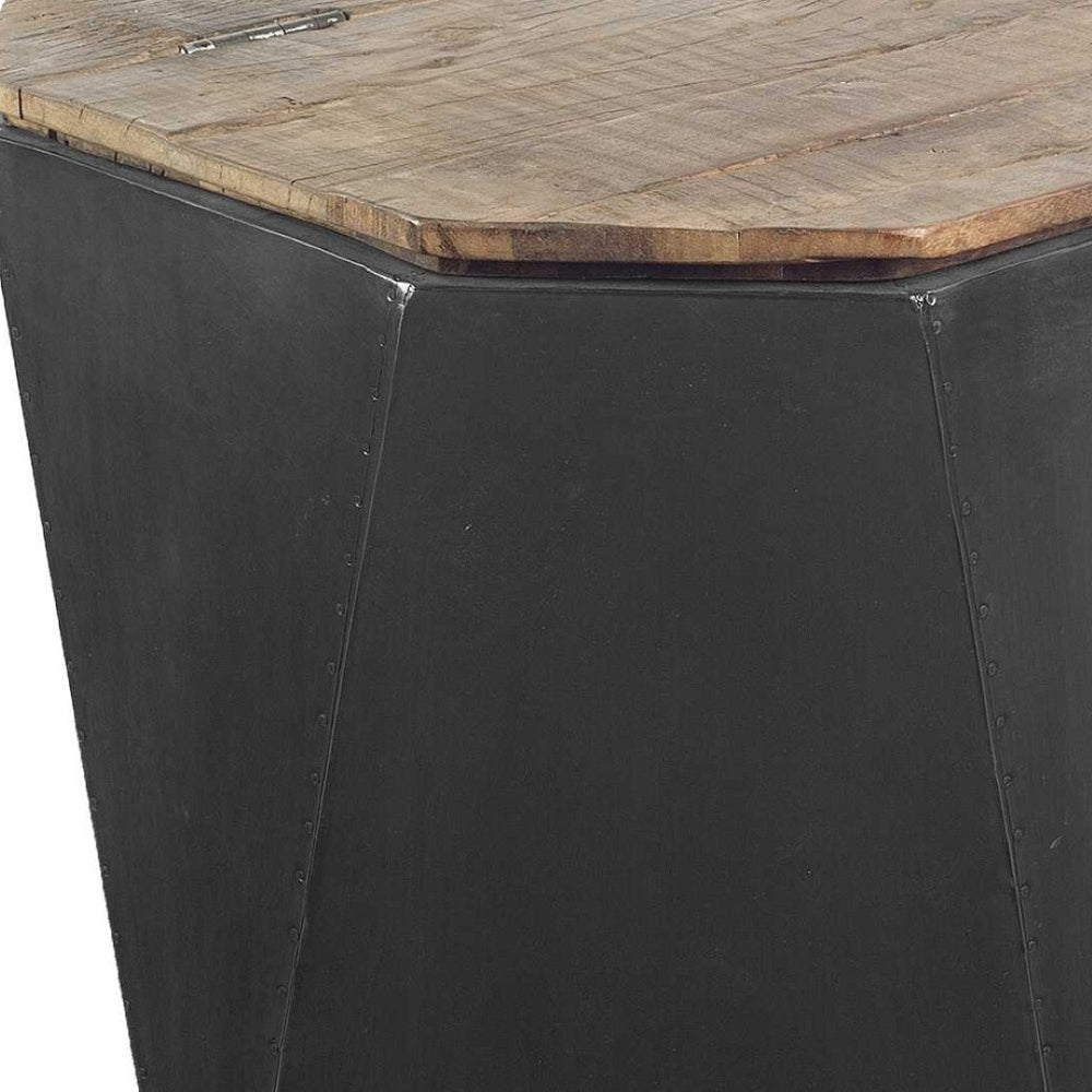 HomeRoots 21" Modern Black Solid Wood End Table with Geometric Base – Chic, Versatile Design for Any Room 380665